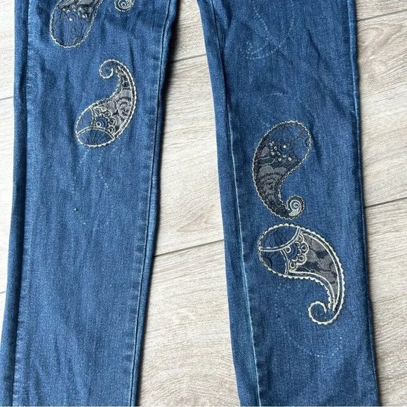 Joseph Ribkoff Paisley Embroidered Stretchy Skinny  Jeans - Picture 10 of 15